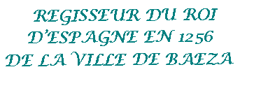 Zone de Texte:      REGISSEUR DU ROI     DESPAGNE EN 1256  DE LA VILLE DE BAEZA